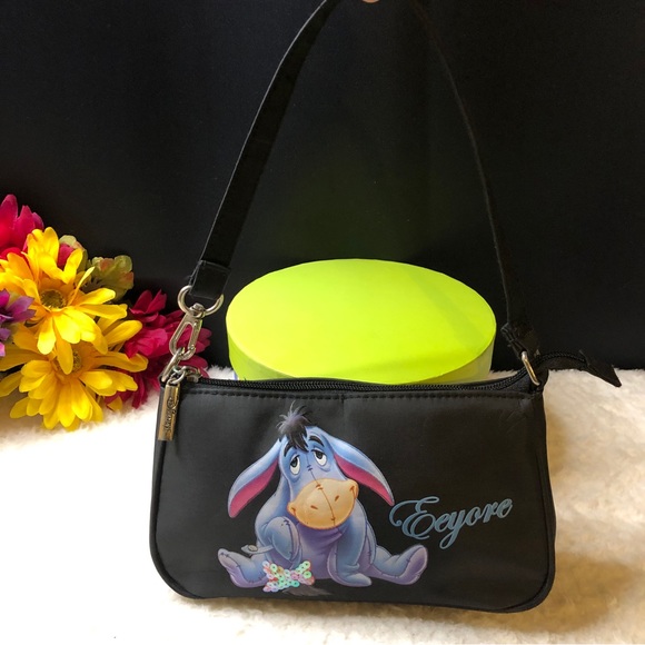 Disney Authentic Beautiful Eeyore Small Black 3-1 Wristlet, Shoulder & Handbag - Picture 1 of 13
